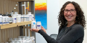 Dr Karen Kaufman with thyroid medication supplements.