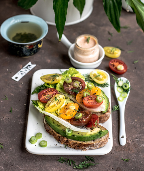 Eat healthy oils sandwich with avocado