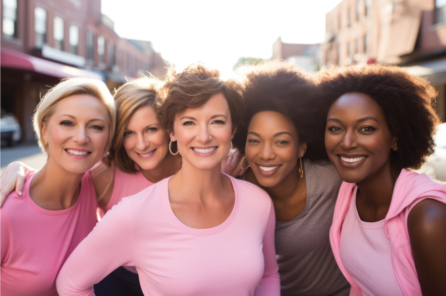 Women in pink shirts for breast ultrasound - celebrating eight fantastic years at Kaufman Health and Hormone Center