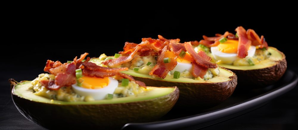 recipe for protein-packed avocado boats with bacon, eggs and ham