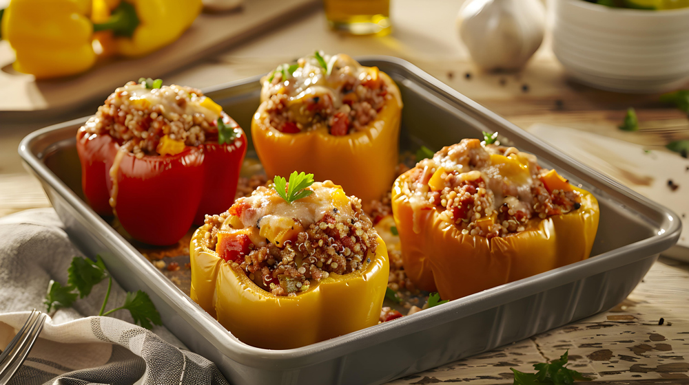 Bell Peppers stuffed with quinoa turkey and herbs YUMMY!